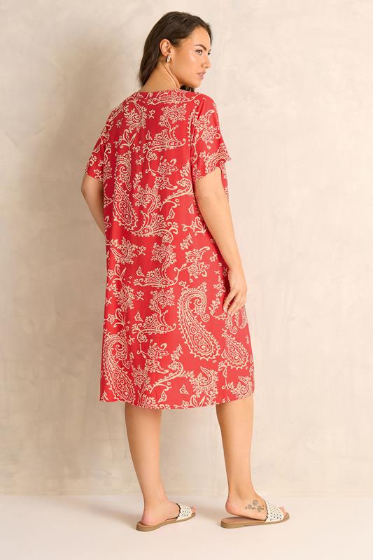 EVANS Plus Size Red Paisley Modal Shift Dress | Evans 2