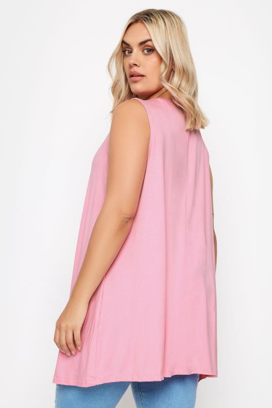 YOURS Plus Size Pink V-Neck Swing Vest Top | Yours Clothing 3