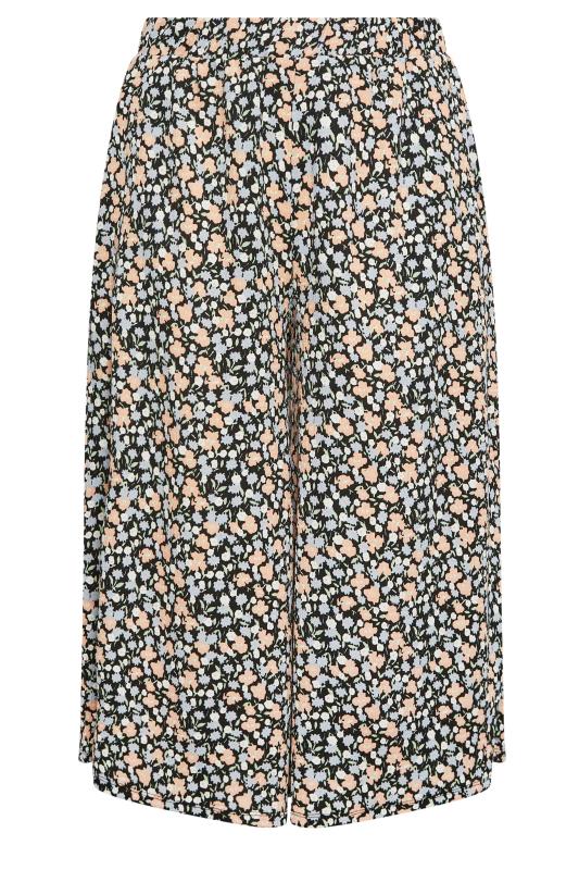 YOURS Plus Size Black Ditsy Floral Midaxi Culottes | Yours Clothing 5