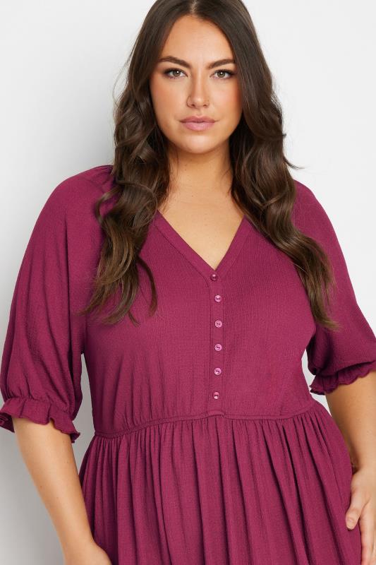LIMITED COLLECTION Plus Size Wine Red Textured Midaxi Dress | Yours Clothing  4