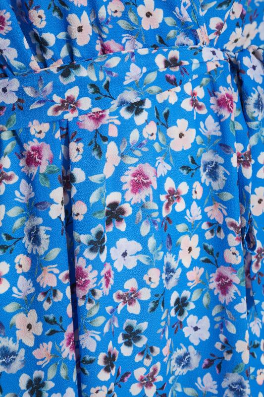 YOURS LONDON Plus Size Blue Floral Print Wrap Dress | Yours Clothing 5
