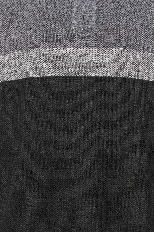 D555 Big & Tall Black & Grey Colour Block Quarter Zip Knitted Jumper | BadRhino 2