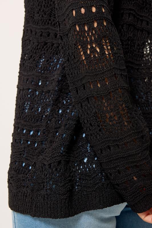 M&Co Petite Black Open Front Crochet Cardigan | M&Co 4