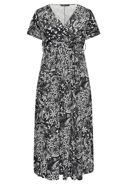 YOURS Plus Size Black Paisley Print Wrap Maxi Dress | Yours Clothing 6