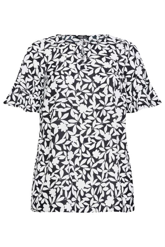 YOURS Plus Size Black Floral Print Keyhole Tunic Top | Yours Clothing 5