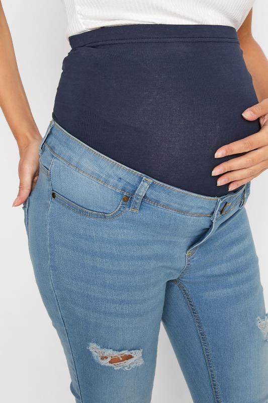 LTS Tall Maternity Blue Distressed AVA Skinny Jeans 3