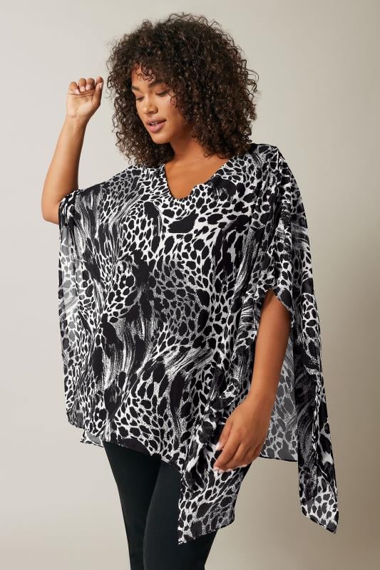 Evans Black Animal Print Overlay Blouse 1