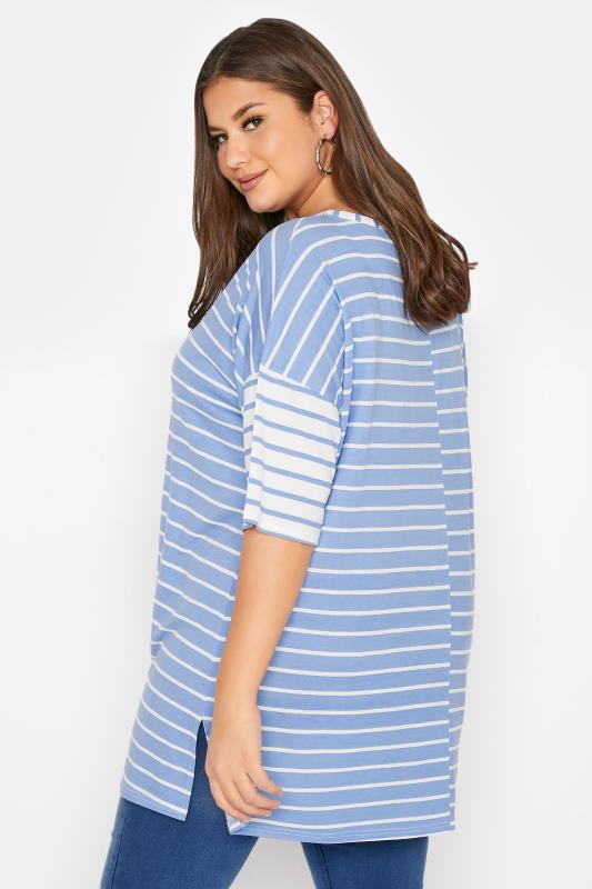LIMITED COLLECTION Plus Size Blue & White Stripe Oversized T-Shirt | Yours Clothing  3