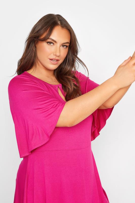 LIMITED COLLECTION Plus Size Hot Pink Keyhole Peplum Top | Yours Clothing 4