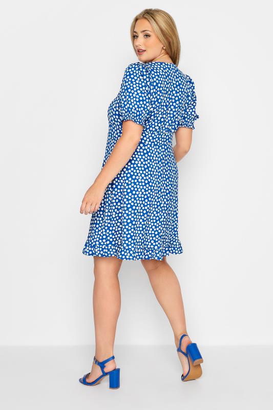 YOURS LONDON Plus Size Blue Polka Dot Tea Dress | Yours Clothing 3