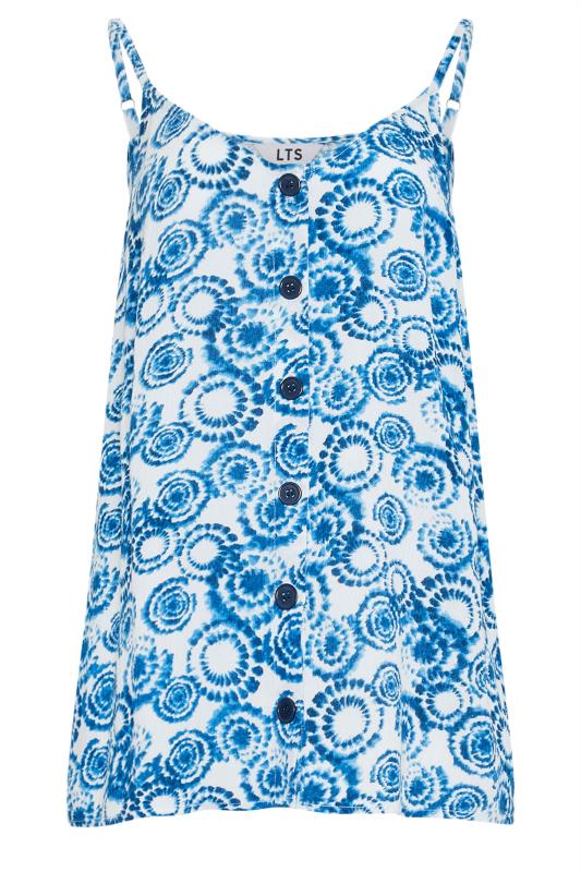 LTS Tall Women's White & Blue Abstract Circle Print Button Through Cami Vest Top | Long Tall Sally 5