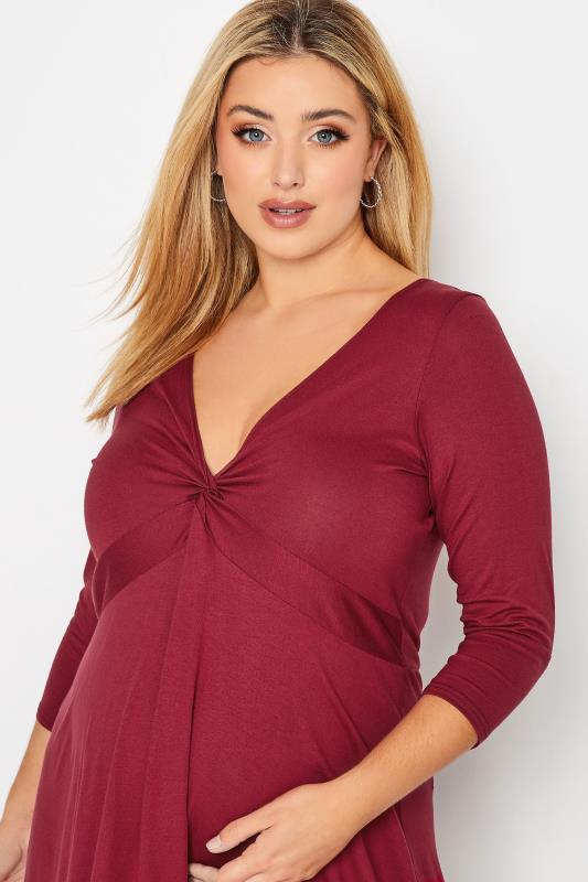 BUMP IT UP MATERNITY Plus Size Red Knot Top | Yours Clothing 4