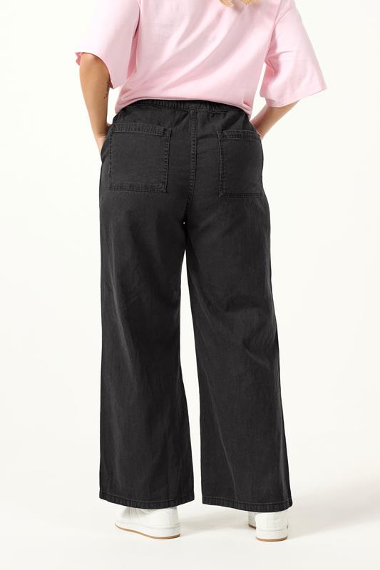 YOURS Plus Size Black Seam Front Wide Leg Jeans | Yours Clothing 2