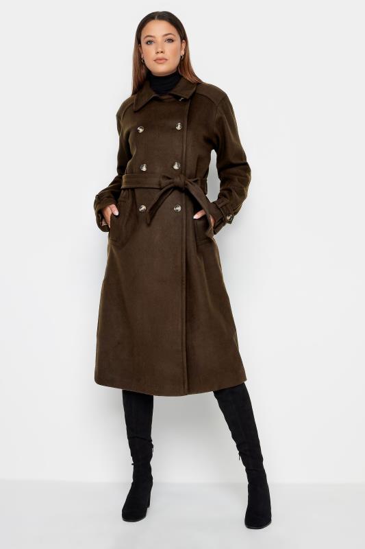 Tallas Grandes LTS Tall Chocolate Brown Formal Trench Coat