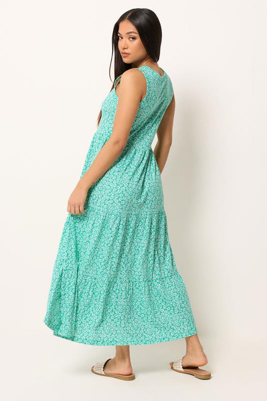 M&Co Petite Green Ditsy Floral Tiered Cotton Maxi Dress | M&Co 2