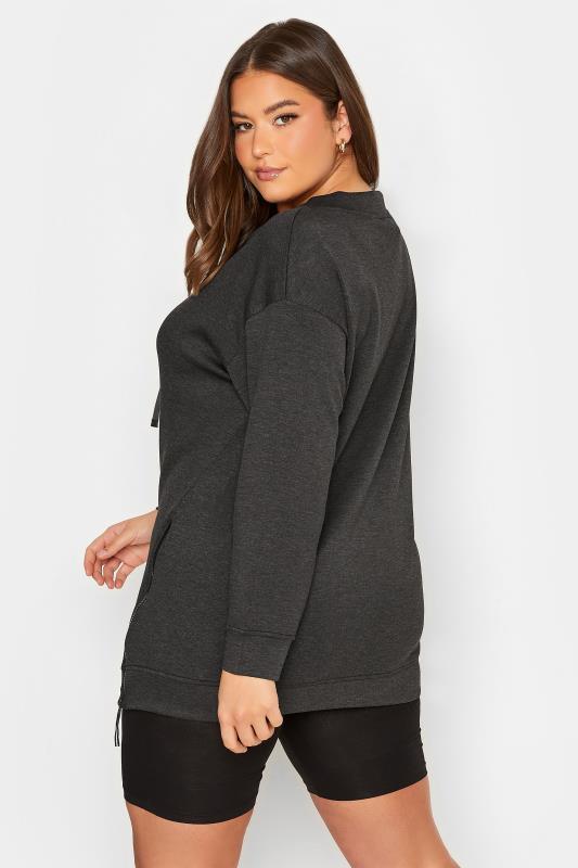 YOURS Curve Plus Size Charcoal Grey Split Side Sweatshirt | Yours Clothing  4