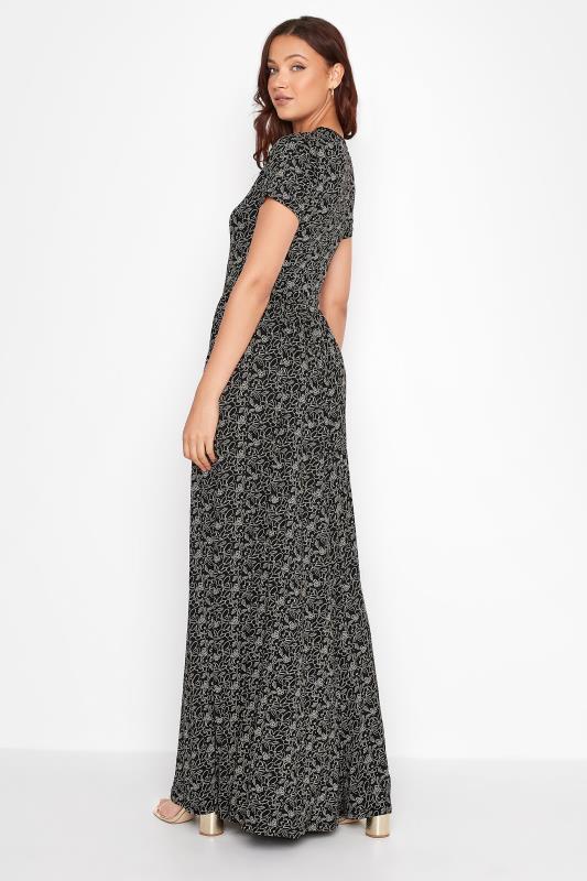 LTS Tall Black Sketch Floral Print Maxi Dress 3