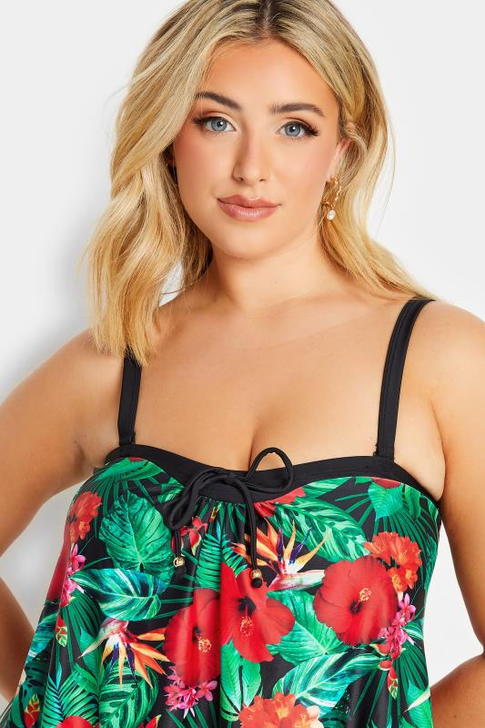 YOURS Plus Size Black Rainforest Print A-Line Tankini Top | Yours Clothing 9