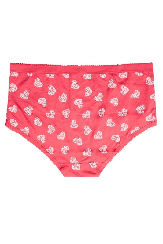5 PACK Curve Pink Love Heart Print High Waisted Full Briefs 4