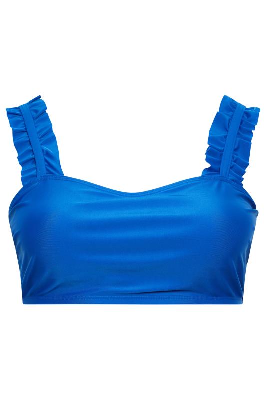 YOURS Plus Size Cobalt Blue Frill Strap Bikini Top | Yours Clothing 7