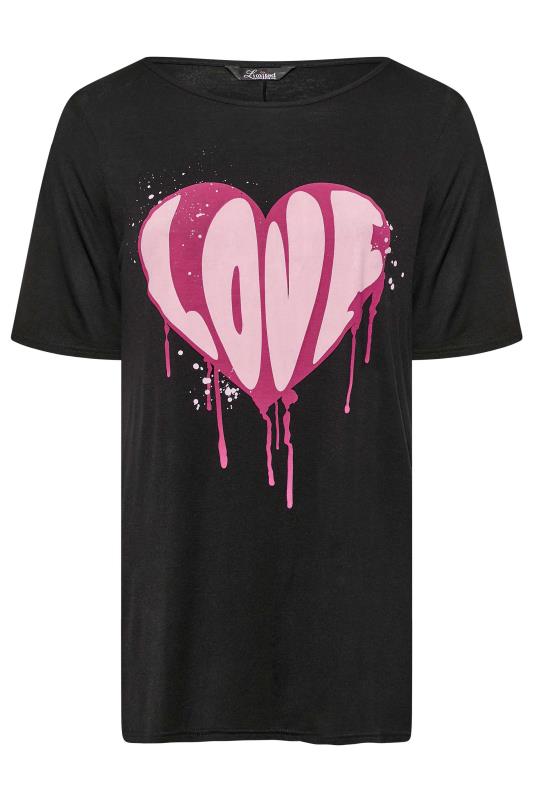 LIMITED COLLECTION Plus-Size Curve Black 'Love' Heart Print T-Shirt | Yours Clothing 6