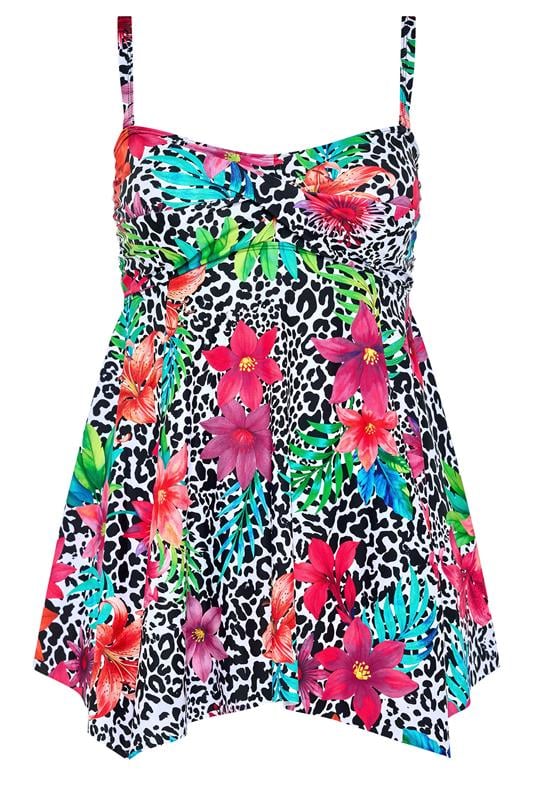 YOURS Plus Size Black Animal Floral Tankini Top | Yours Clothing 7