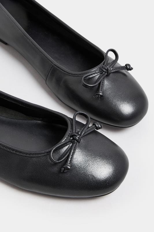 LTS Black Leather Ballerina Pumps In Standard Fit | Long Tall Sally  5