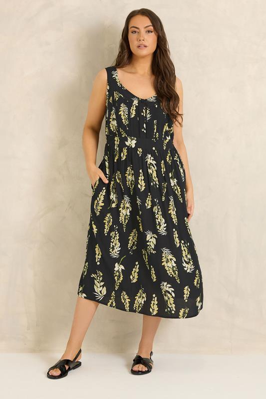 EVANS Plus Size Black Floral Tie Waist Sundress | Evans  1