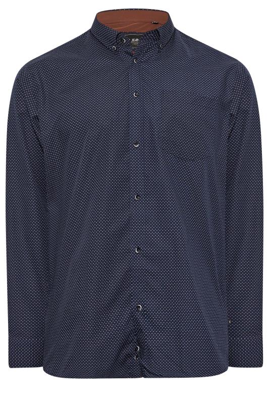 KAM Big & Tall Navy Blue Dobby Print Premium Shirt | BadRhino 3