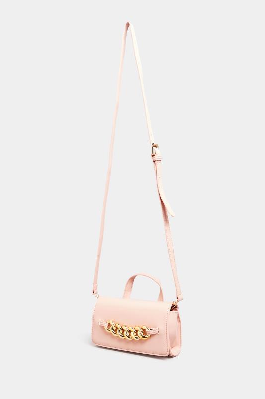 Plus Size Pink Croc & Gold Chain Mini Bag  | Yours Clothing 4