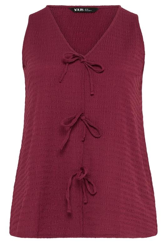 YOURS Plus Size Red Textured Bow Waistcoat | Yours Clothing 5
