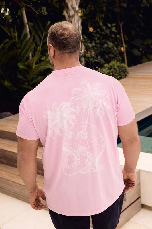 BadRhino Big & Tall camiseta rosa claro lavado al ácido con estampado