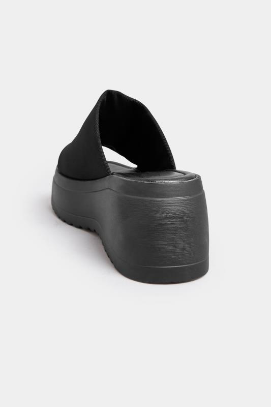 PixieGirl Black Wedge Platform Mule Sandals In Standard Fit | PixieGirl 4