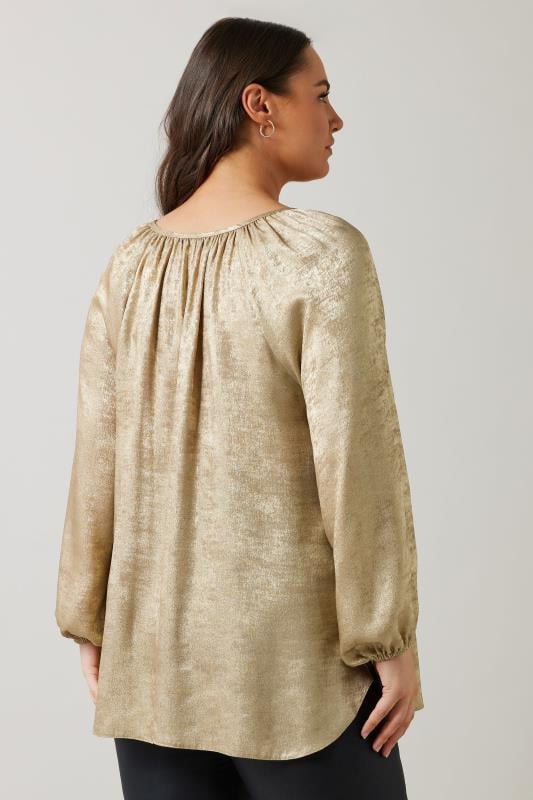 EVANS Plus Size Gold Satin Long Sleeve Blouse | Evans  4