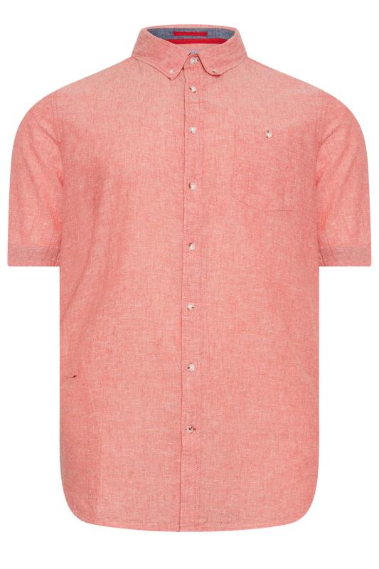 D555 Big & Tall Salmon Pink Linen Mix Shirt | BadRhino 3