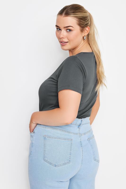 YOURS Plus Size Charcoal Grey Short Sleeve Bodysuit | Yours Clothing 3