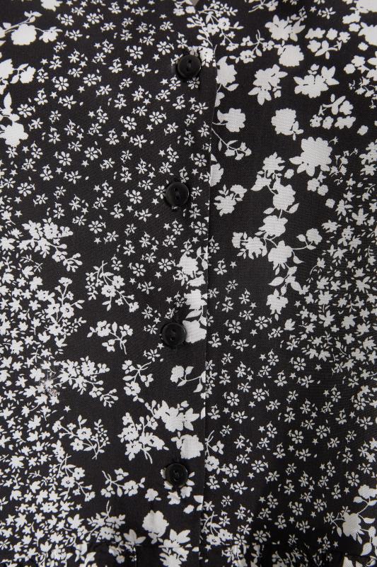 Curve Black & White Floral Print Button Blouse 5