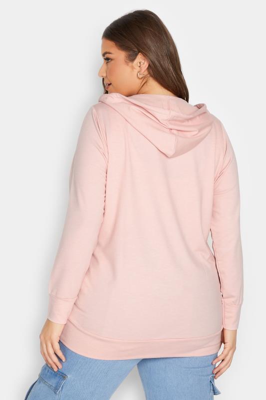 Plus Size Light Pink Zip Through Hoodie | Yours Clothing 3