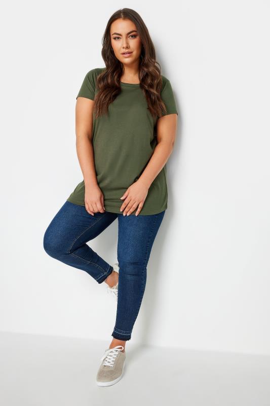 YOURS Plus Size Olive Green Essential T-Shirt | Yours Clothing 2