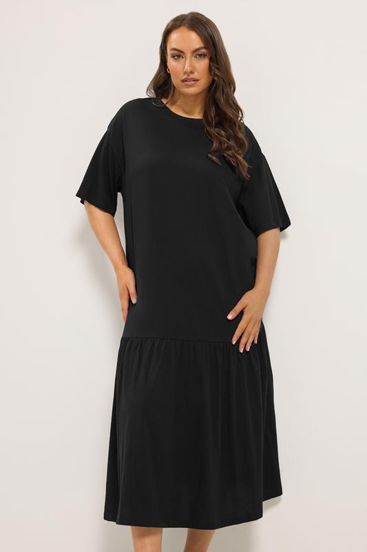 YOURS Plus Size Black Drop Waist Maxi Dress | Yours Clothing 1