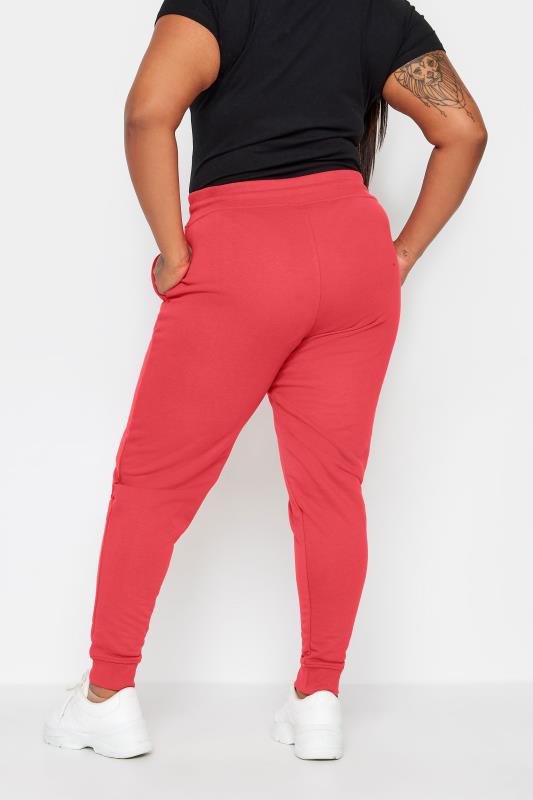 YOURS Plus Size Red Elasticated Stretch Joggers | Yours Clothing  3