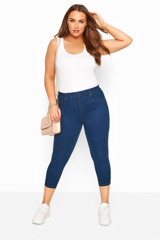 YOURS FOR GOOD Curve Blue Cropped JENNY Jeggings 2
