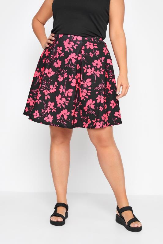 LIMITED COLLECTION Curve Pink Floral Print Skirt Sizes 16-32 1