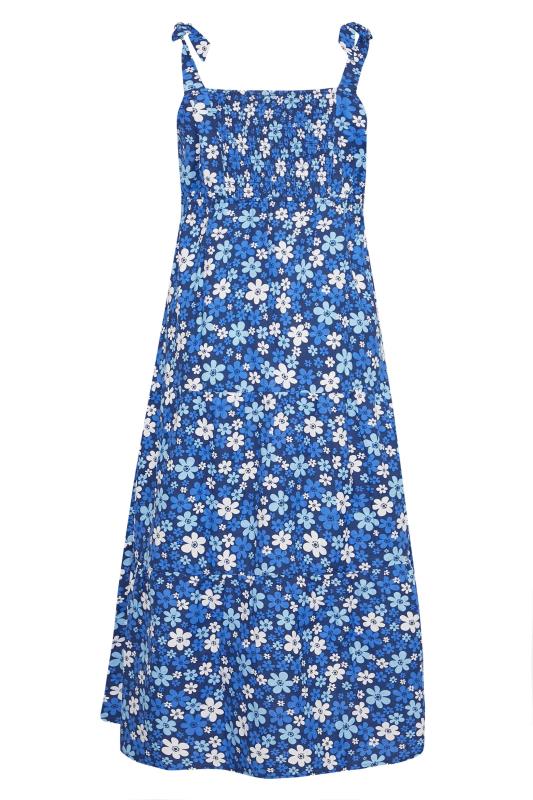 LIMITED COLLECTION Curve Blue Retro Floral Tiered Strappy Sundress 7