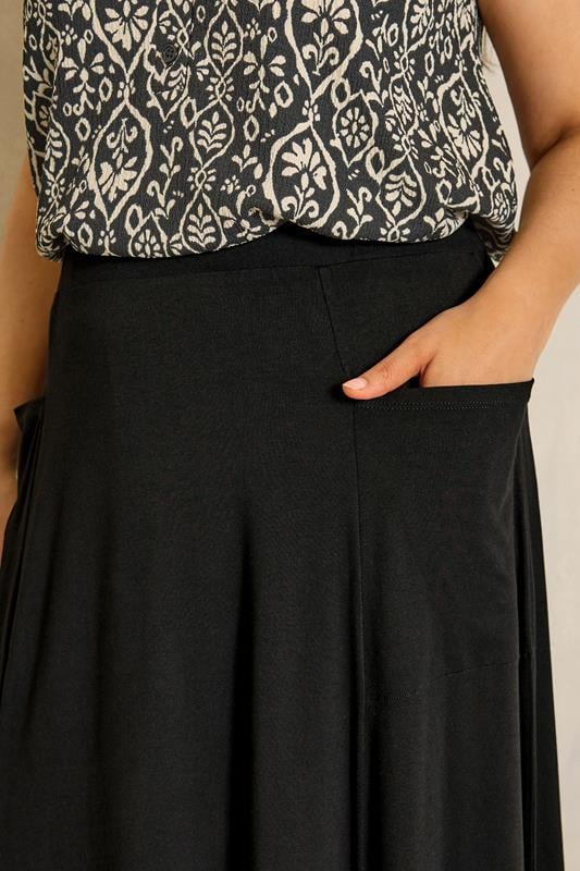 EVANS Plus Size Black Stretch Jersey Midaxi Skirt | Evans 4