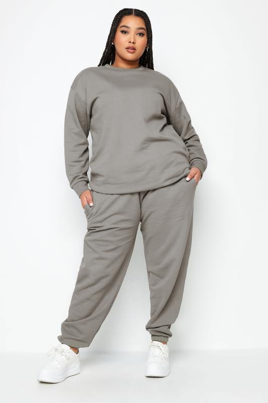 YOURS Curve Light Grey Cuffed Joggers