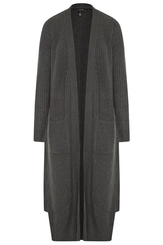 Grey Belted Maxi Knitted Cardigan | Long Tall Sally