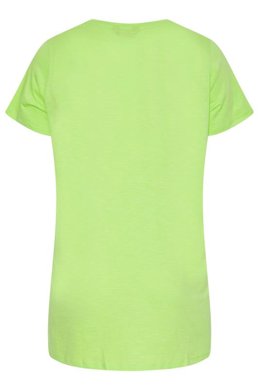 Plus Size Lime Green Broderie Anglaise Neckline T-Shirt | Yours Clothing 7