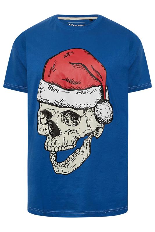 Men's  KAM Big & Tall Blue Santa Skull Print T-Shirt