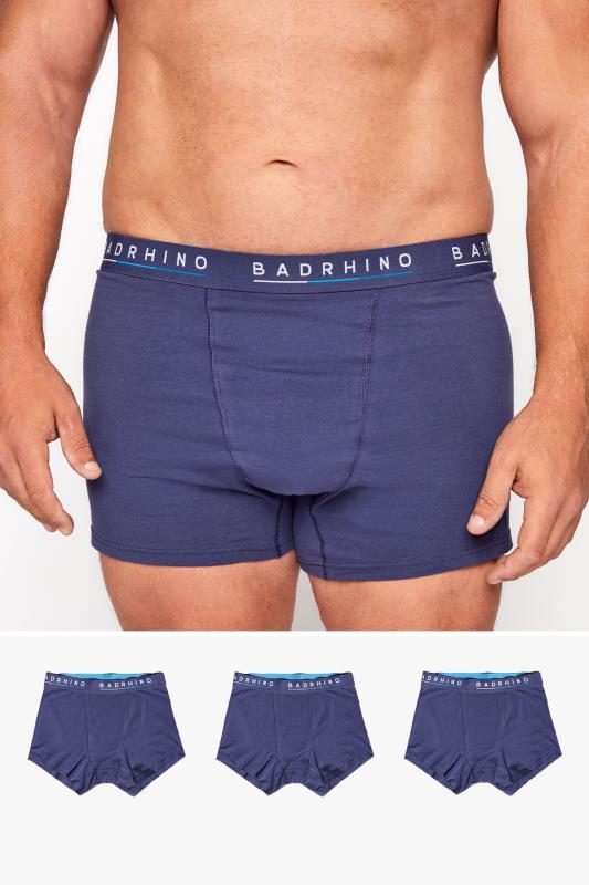 BadRhino Big & Tall Navy Blue Essential 3 Pack Boxers 1